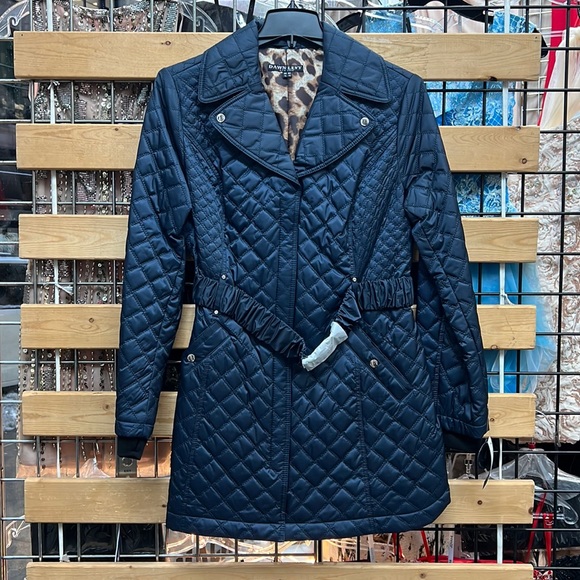NWT,Dawn levy quilted belted jacket mystic blue